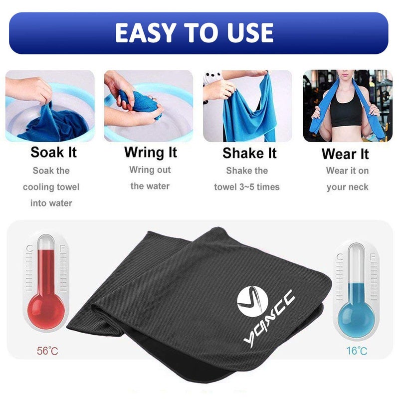 YQXCC 4 Pack Cooling Towel (40""x12"") Cool Cold Towel for Neck  Microfiber Ice Towel  Soft Breathable Chilly Towel for Yoga  Golf  Gym  Camping  Running  Workout & More Activities - Image 4